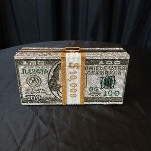 Rhinestone Money Handbag/Clutch